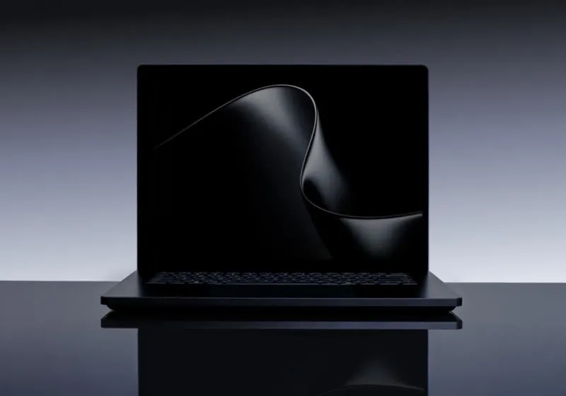 The Microsoft Surface Laptop Ultra is shown in a closed position with its standard chassis visible.
