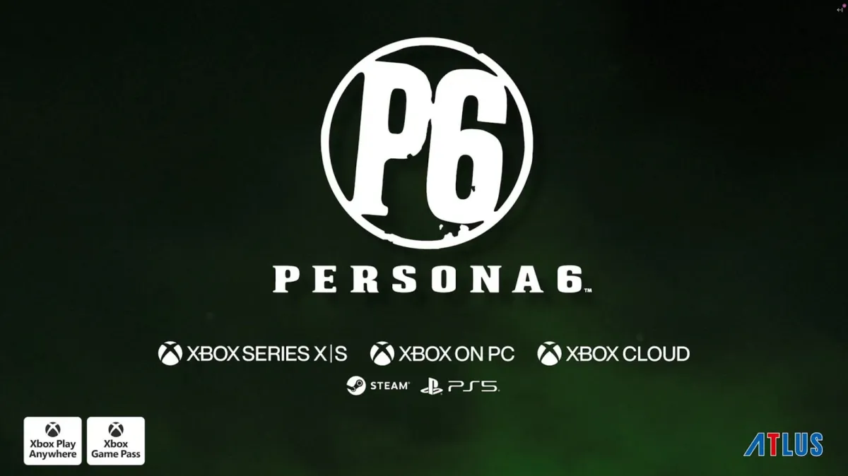 A gothic graveyard scene from the Persona 6 teaser trailer features dark architecture and atmospheric lighting.