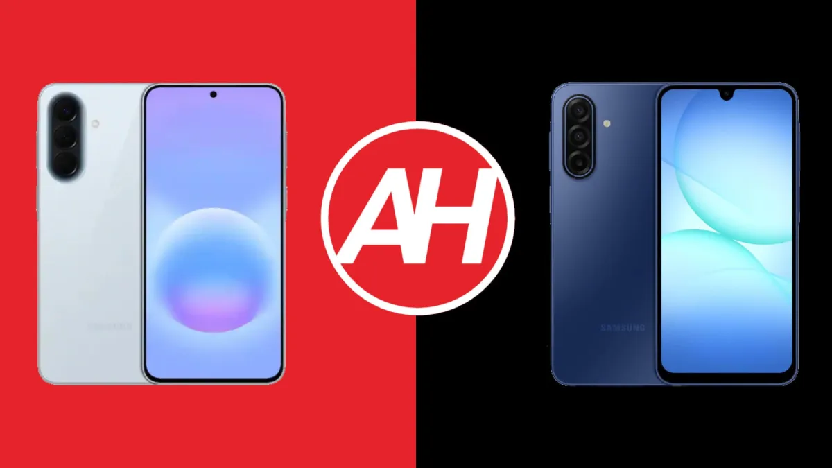The Samsung Galaxy A57 and A17 smartphones are displayed side by side to illustrate their tiered market positioning.