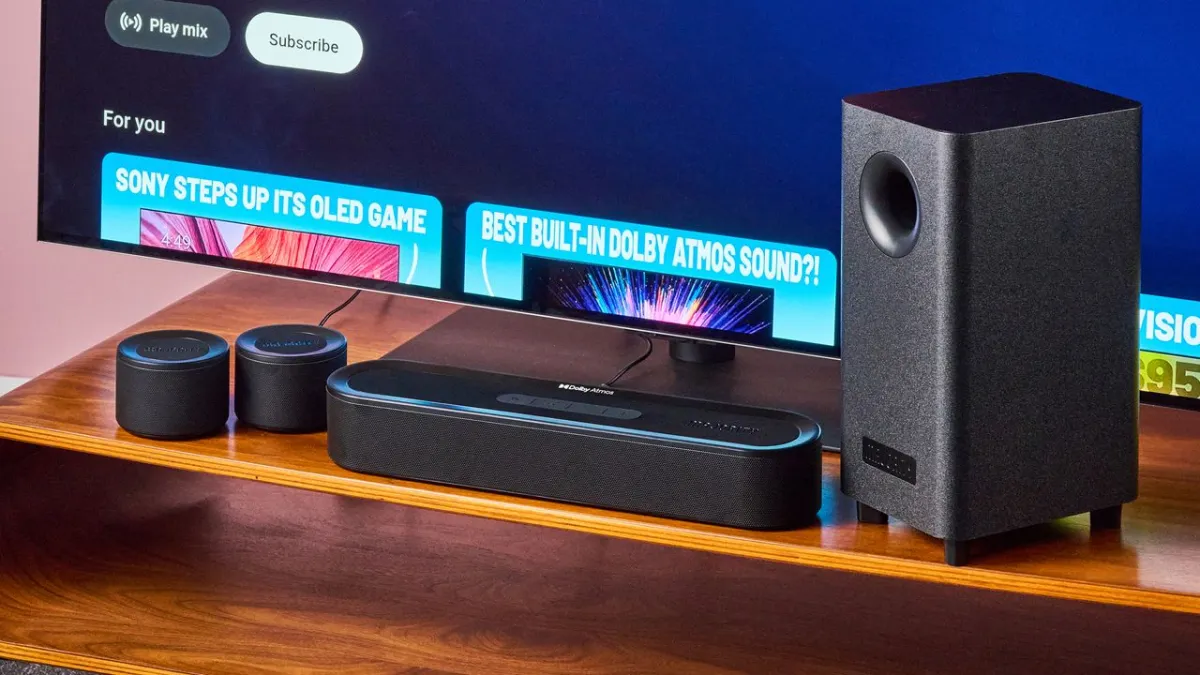 Majority Bowfell Halo Atmos soundbar with subwoofer and rear speakers