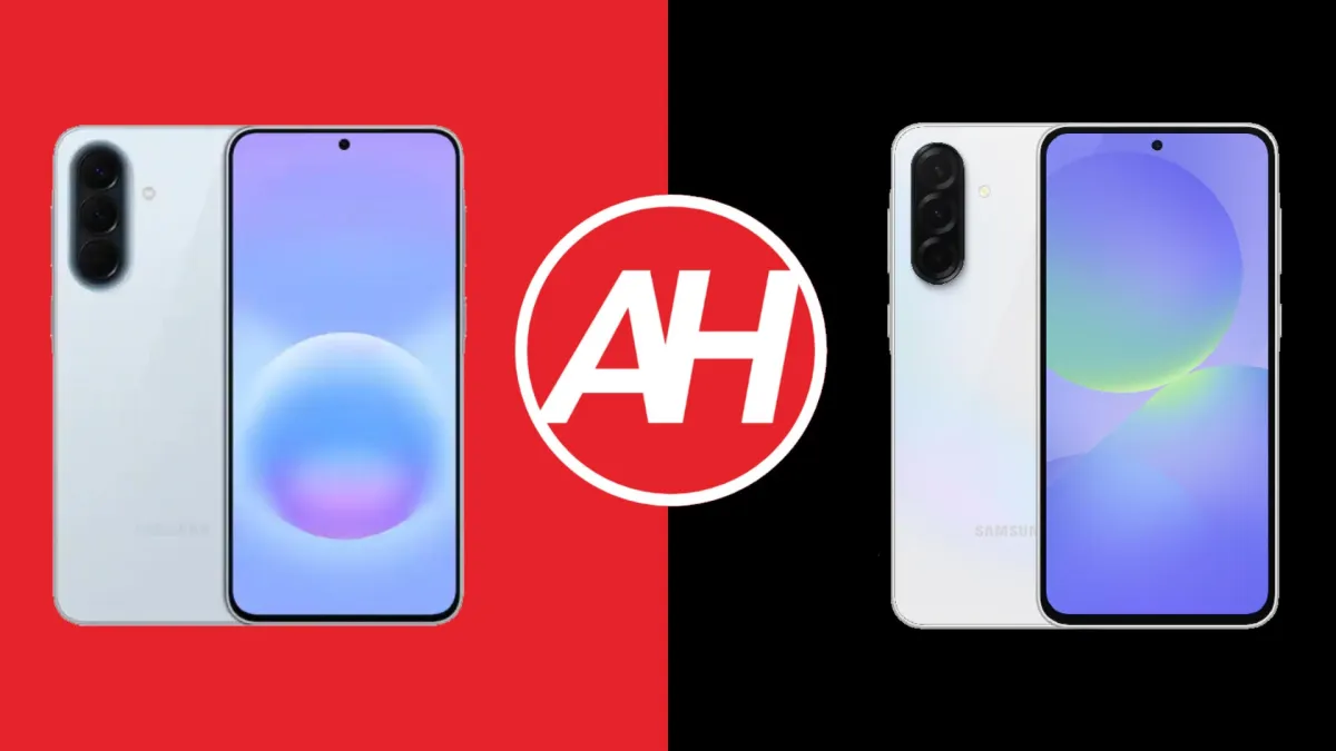 Samsung Galaxy A57 and A36 smartphones appear side by side to illustrate the distinction between mid-range and budget tiers.