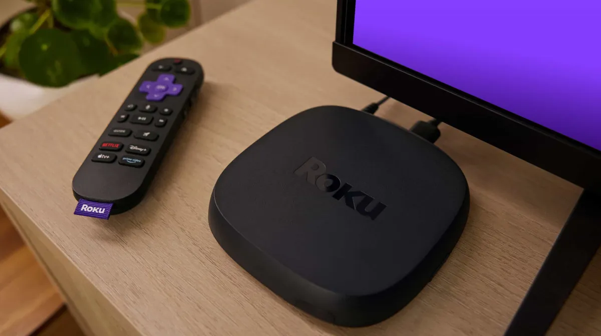 The Fox and Roku logos appear together to illustrate the twenty two billion dollar streaming acquisition.