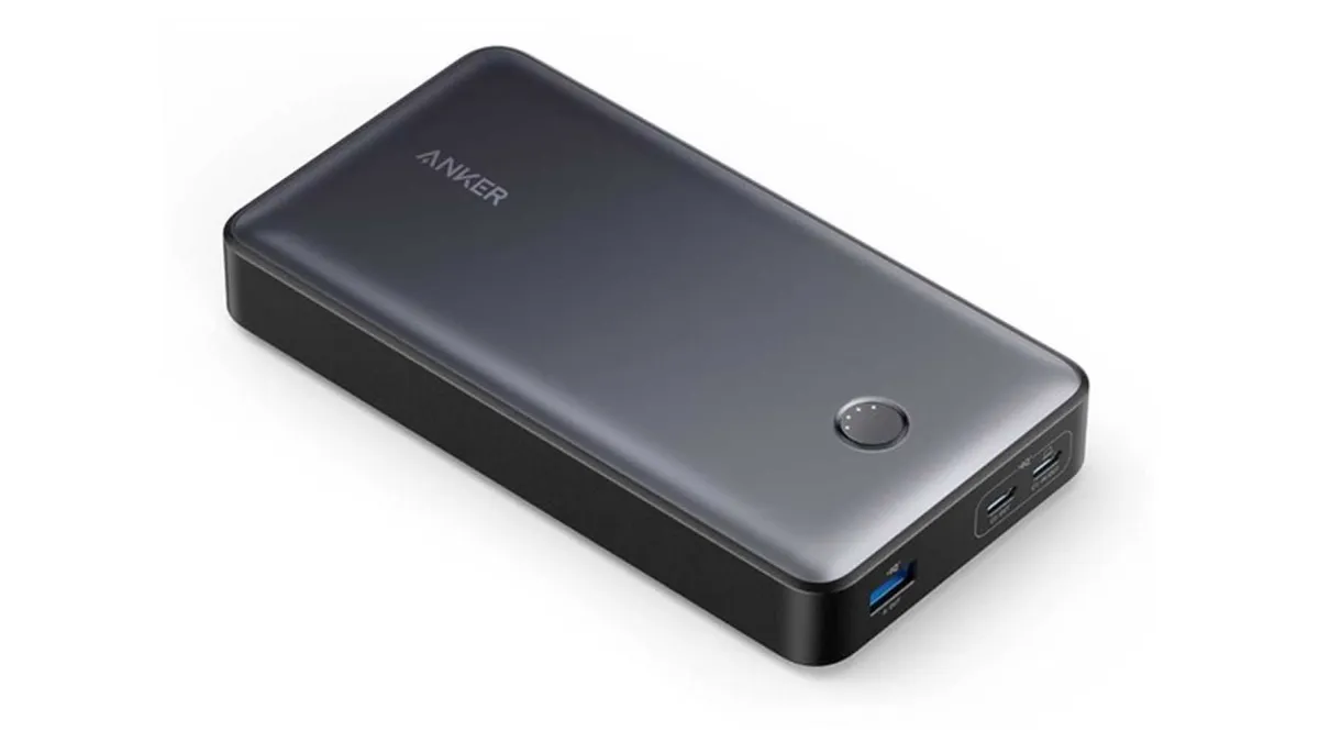 Anker 65W 24000mAh power bank capable of fast charging laptops and smartphones simultaneously.