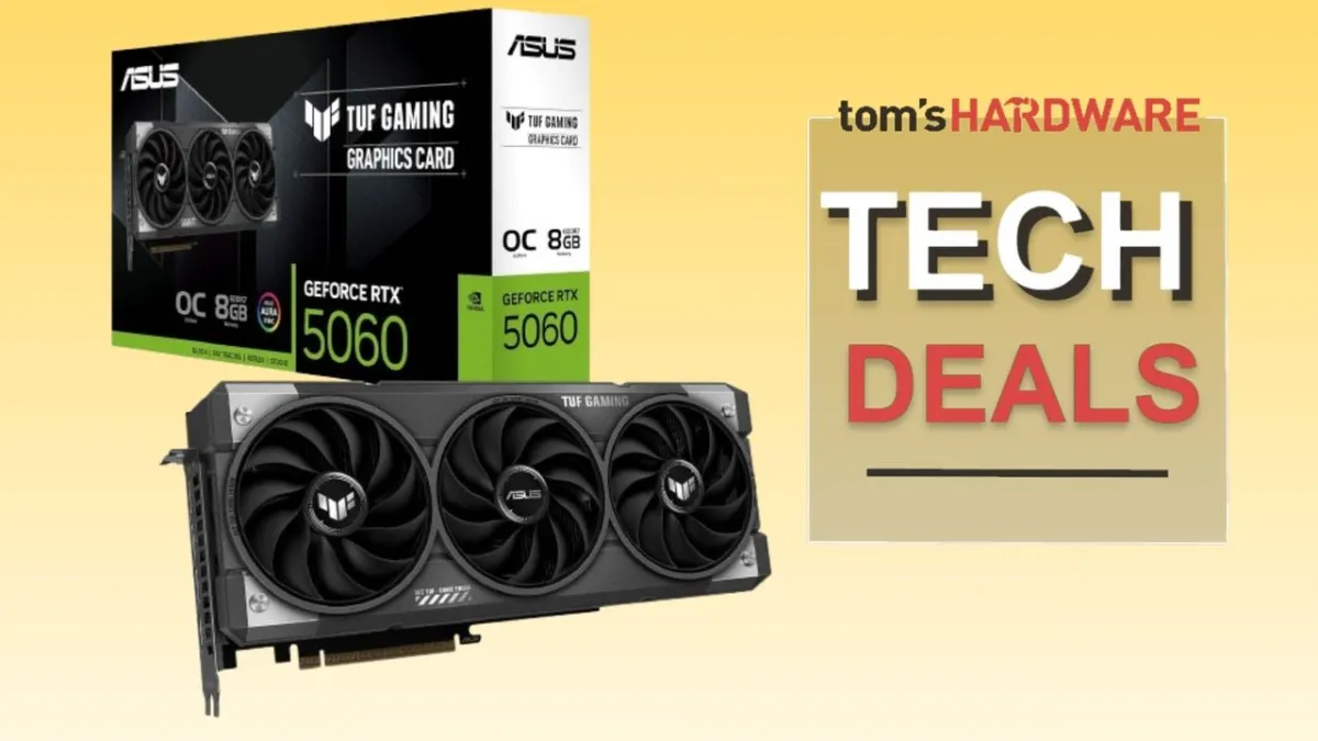 The Nvidia RTX 5060 graphics card is listed at $324 during an Amazon lightning sale.