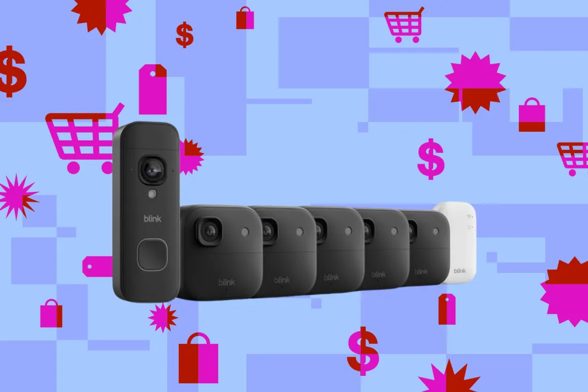 Blink six-piece security bundle featuring five outdoor cameras and a video doorbell.