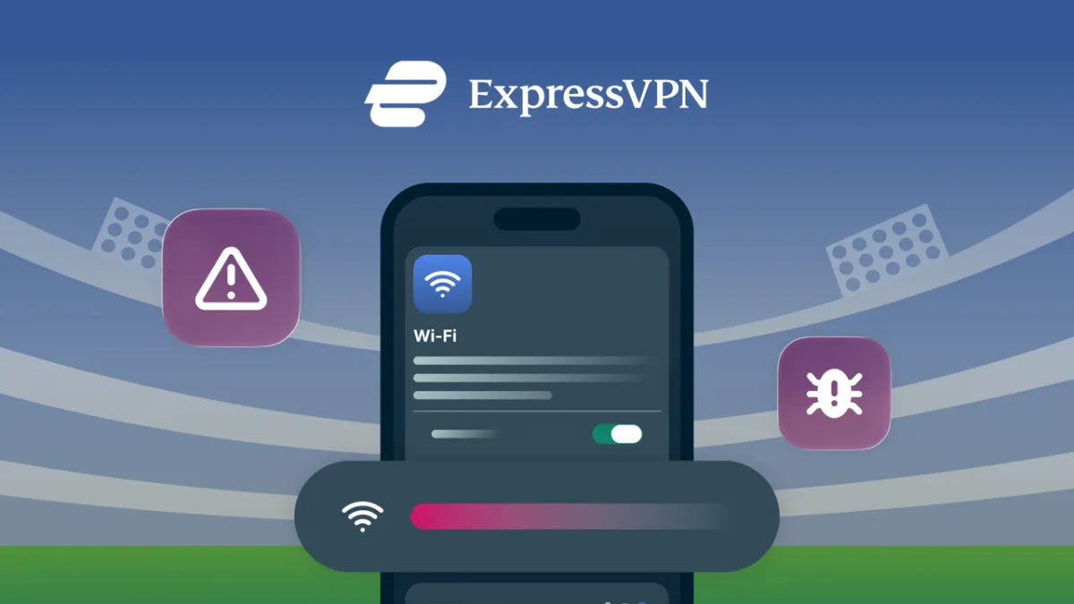 Spectators connect to unsecured public networks while using smartphones at a crowded football stadium.