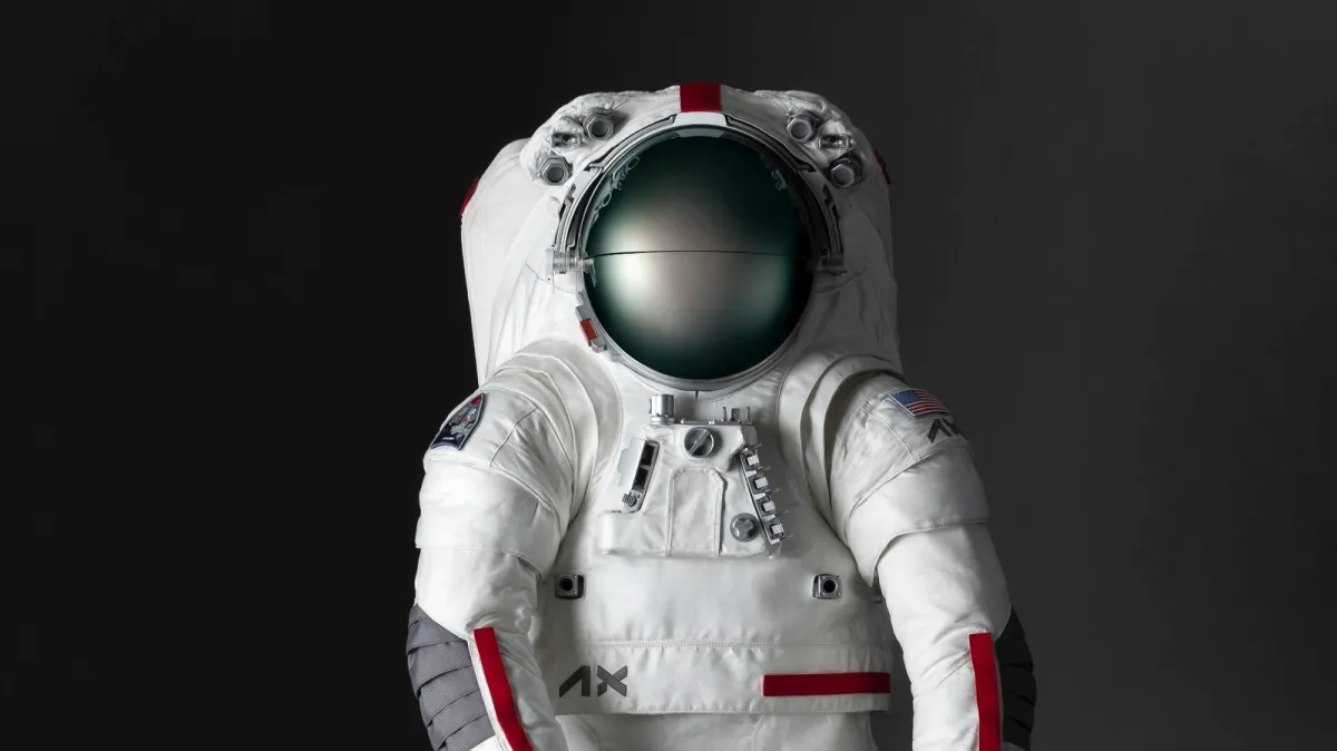 The Axiom Extravehicular Mobility Unit spacesuit includes thermal regulation and pressurization systems for lunar missions.
