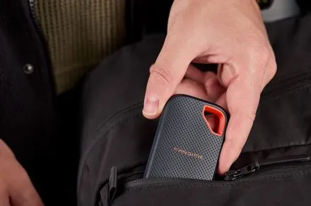 SanDisk Extreme Portable SSD with four terabyte capacity and two thousand megabytes per second read speeds.