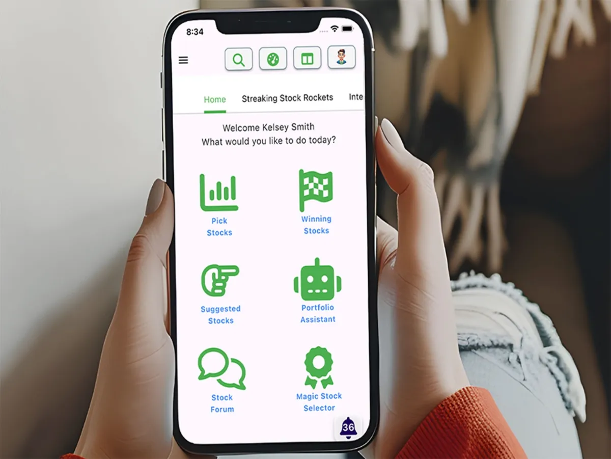A computer screen displays AI financial analysis tools alongside retail investment portfolio data.