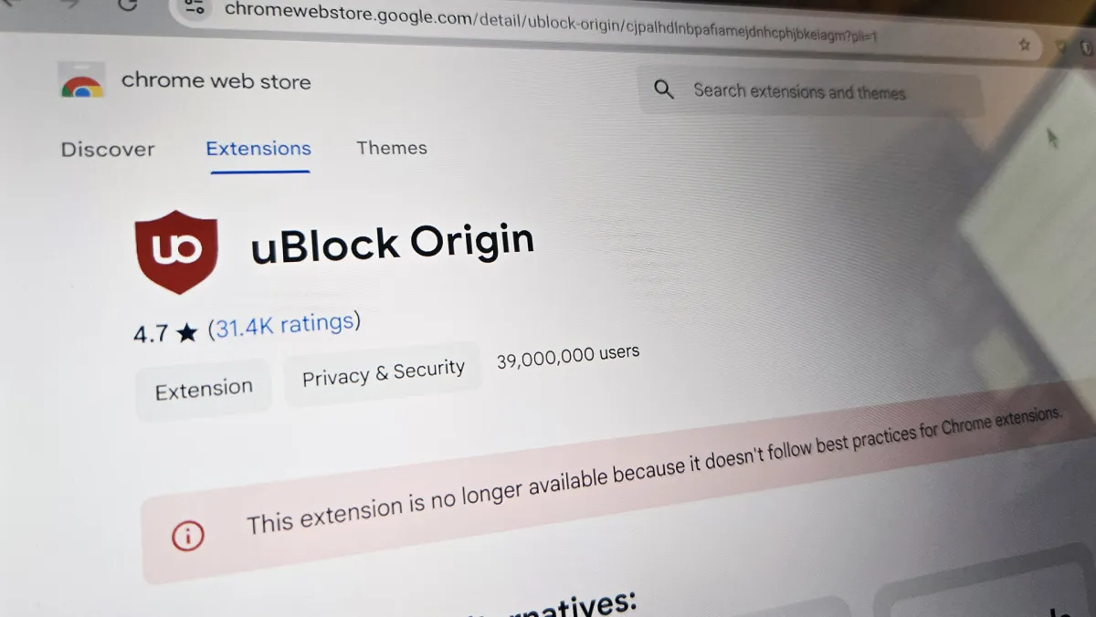 Chrome browser interface showing extension management and security settings