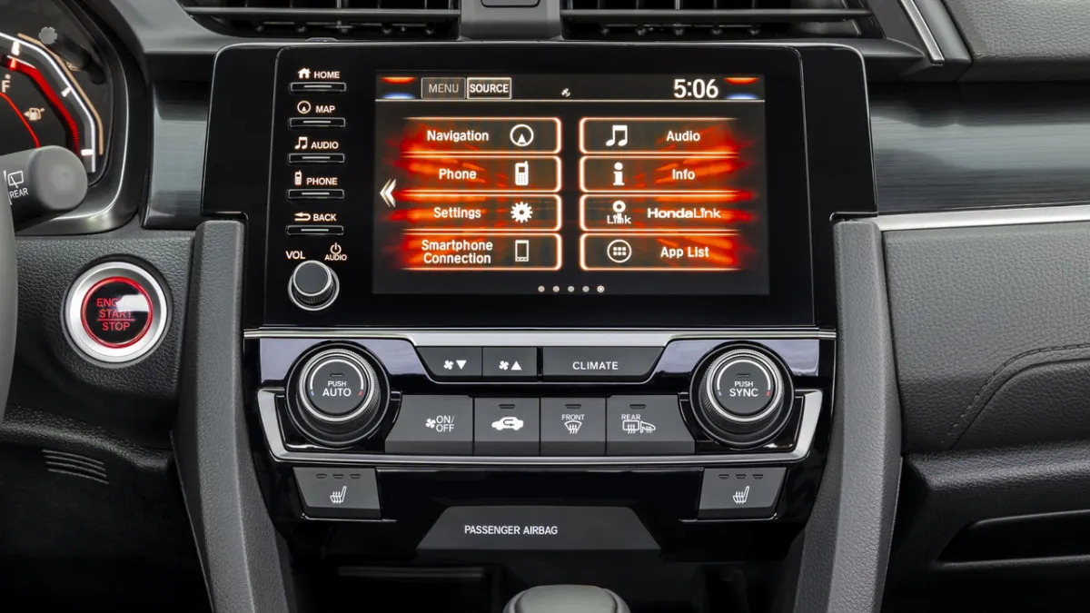 Honda Civic infotainment system USB port used for software updates