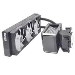 The ASUS ROG RYUO IV 360 ARGB cooler features an integrated AMOLED display and daisy-chained fans.
