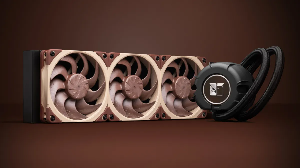 The Noctua all-in-one liquid cooler features a pump noise absorber and A-series fans.