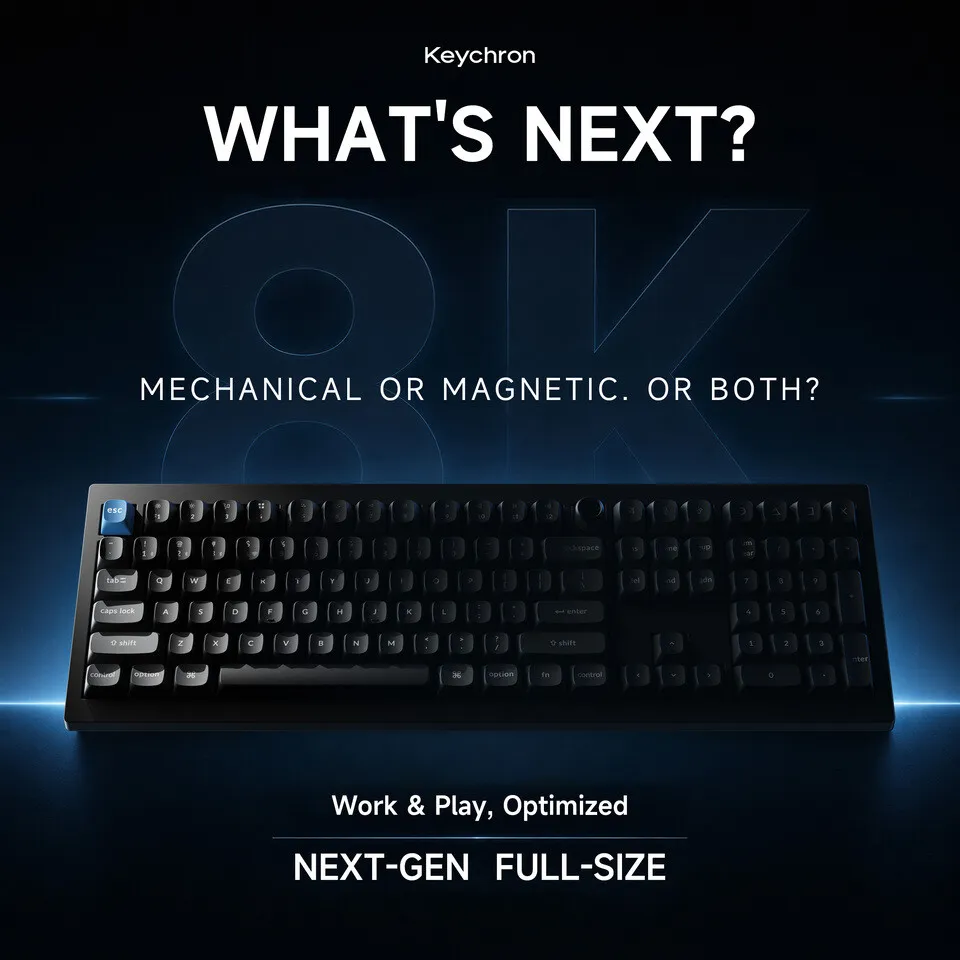 Keychron V6 full-size keyboard features hybrid mechanical switches and tunnel magnetoresistance sensors.