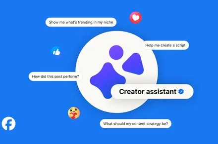 Facebook Creator Assistant interface showing analytics and content generation tools.