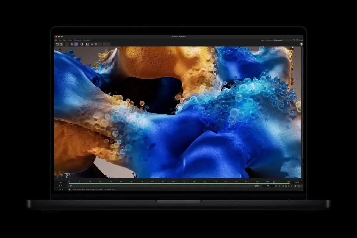 Conceptual rendering of a touchscreen MacBook with next-generation silicon architecture.