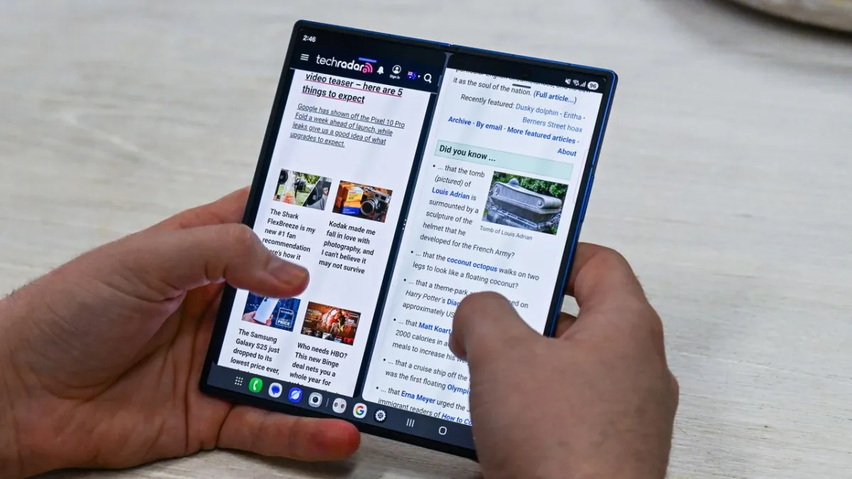 A conceptual rendering of Apple's foldable iPhone displays iOS 27 interface adjustments.