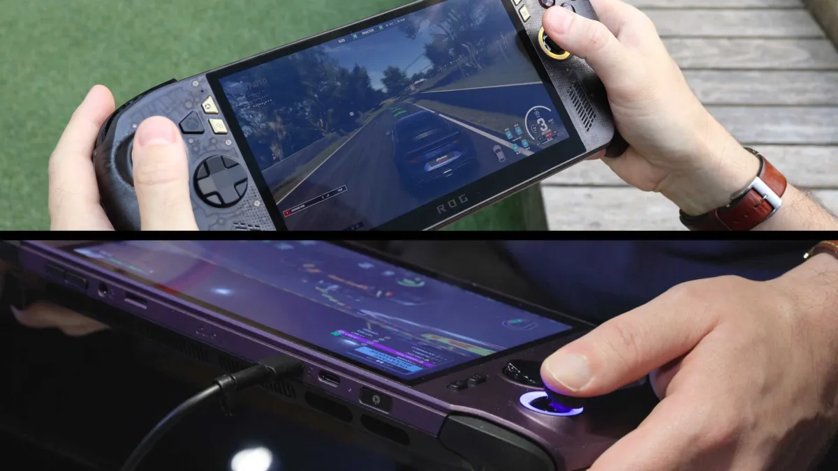 The MSI Claw 8 EX AI+ and Asus ROG Xbox Ally X20 handheld gaming PCs are displayed side by side.