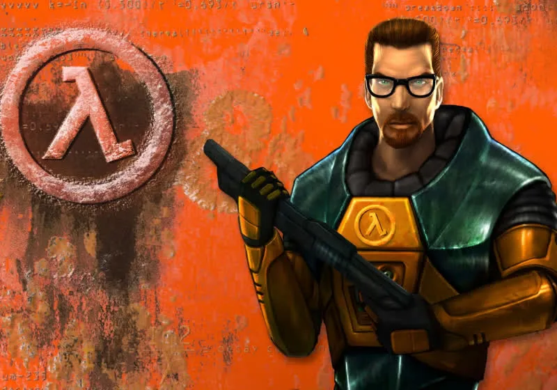 The screen displays the Half-Life game interface running on a Nokia N95 device.