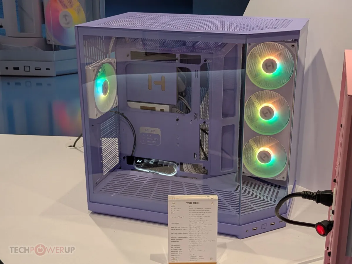 The updated THICC FR12 RGB fan and Y70 Touch chassis are displayed at Computex 2026.