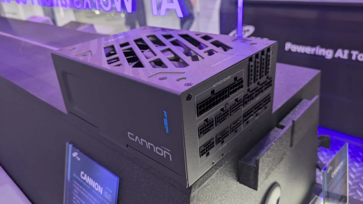 The FSP CANNON 3300 W power supply unit is shown at Computex 2026 for AI workstations.