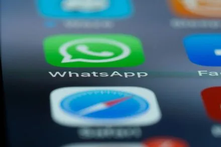 The iPhone screen shows the WhatsApp multi-account setup for managing two separate profiles.