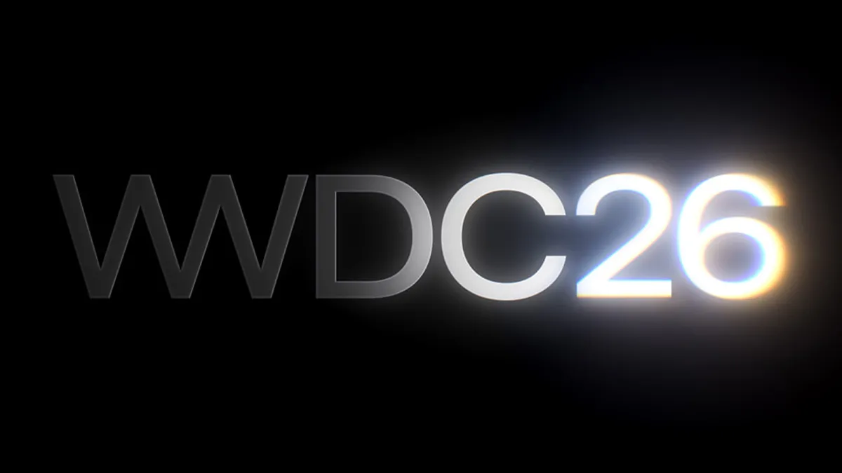 The keynote slide displays Apple WWDC 2026 software updates and artificial intelligence integration plans.