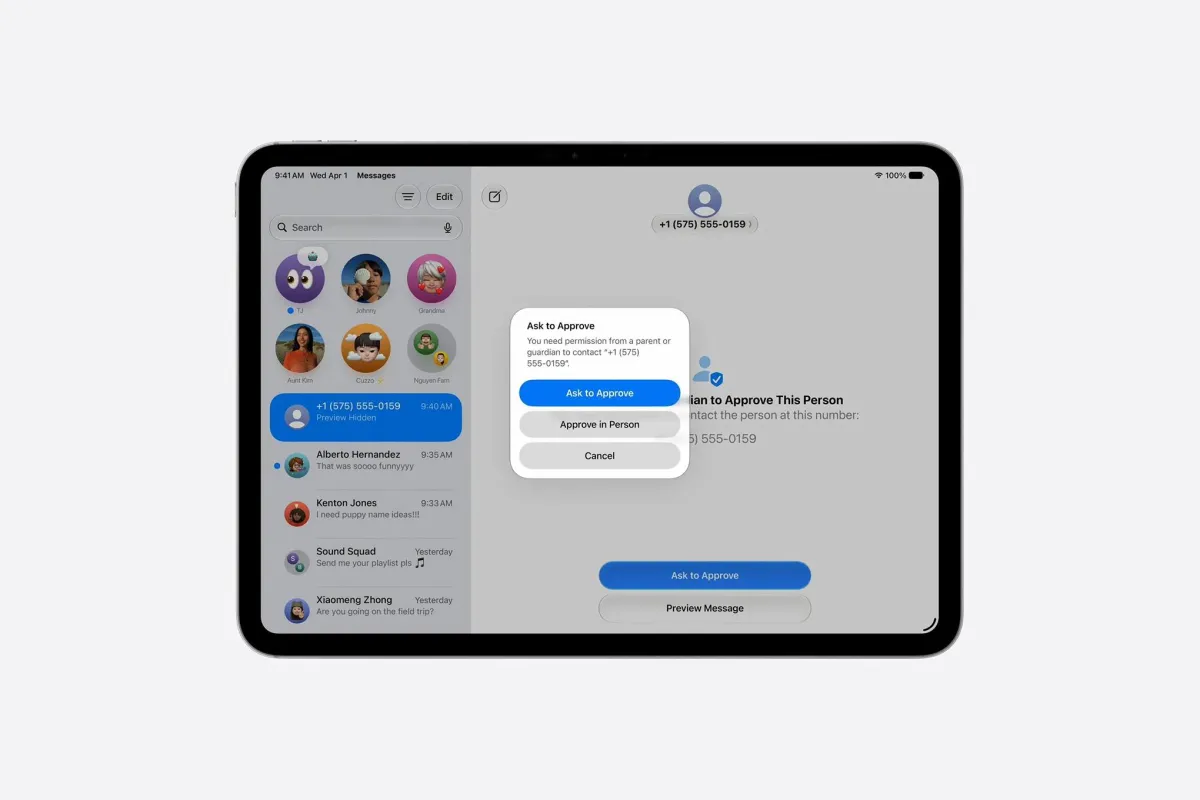 The screen displays the iPadOS 27 interface with the updated Liquid Glass design and system controls.