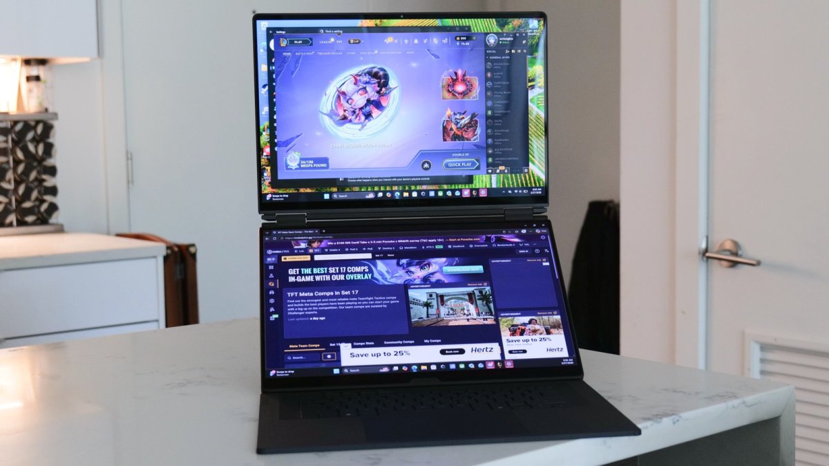 Premium laptops, fitness trackers, and action cameras are displayed side by side for technical review.