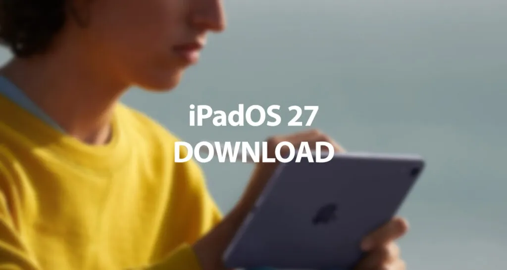 An iPad displays the iPadOS 27 Beta 1 update installation screen.