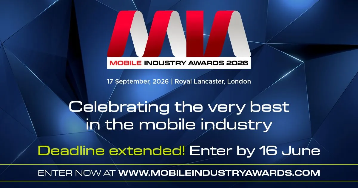 The announcement highlights the extended submission deadline for the Mobile Industry Awards 2026.