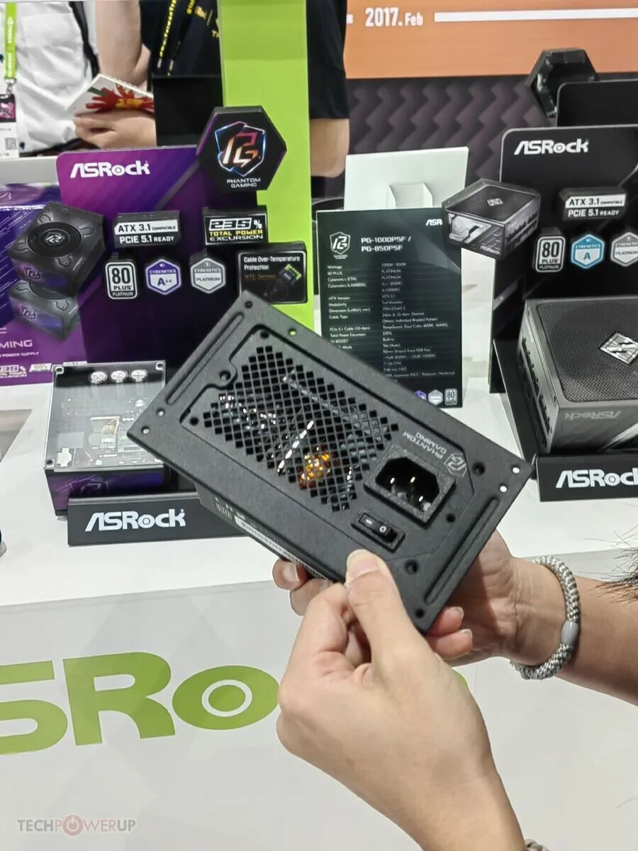 ASRock PRO series power supplies displayed at Computex 2026 featuring mainstream power delivery hardware.