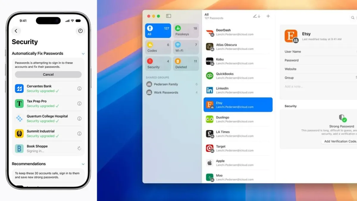 iOS 27 Passwords app interface displaying automated credential security updates