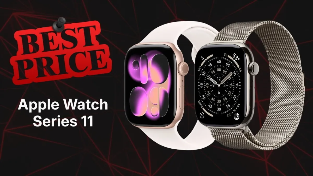 The Apple Watch Series 11 is shown with pricing information for the Prime Day 2026 sale.