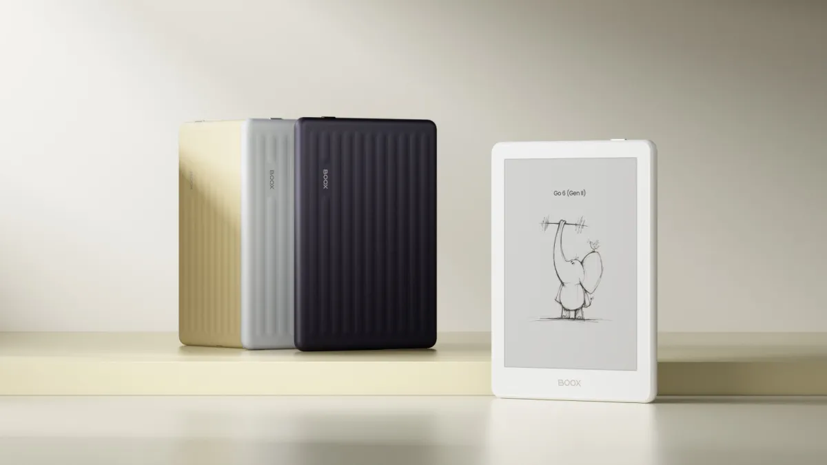 The BOOX Go 6 Gen II e-reader features a six-inch monochrome display and stylus support.