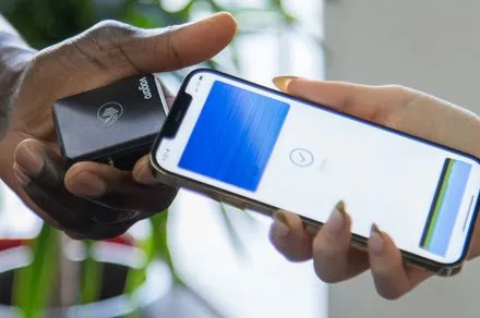 Apple Pay card selection screen showing a grid of eligible payment options with rewards and balance details.