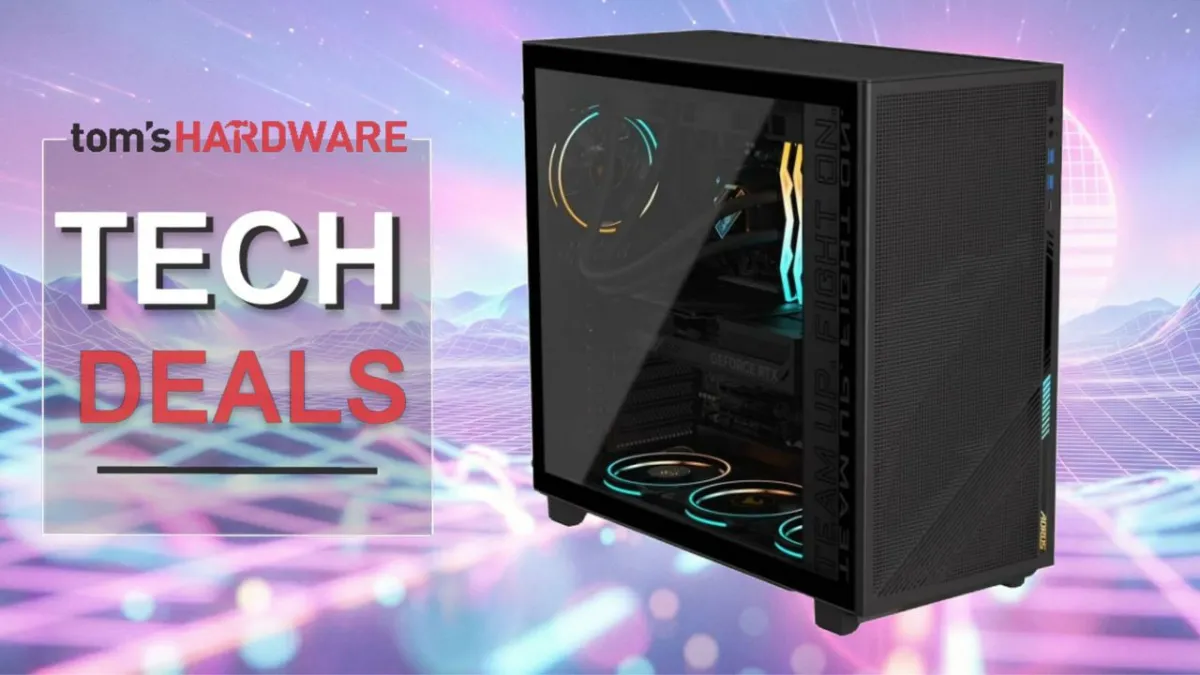 The Gigabyte RTX 5070 Ti Aorus Prime 5 prebuilt desktop computer features 32GB DDR5 RAM and 2TB storage.