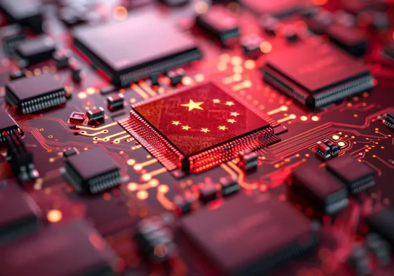 Nvidia semiconductor chips are displayed on a circuit board.