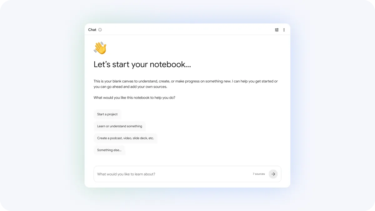 Google NotebookLM interface displaying automated source discovery and cloud computer integration