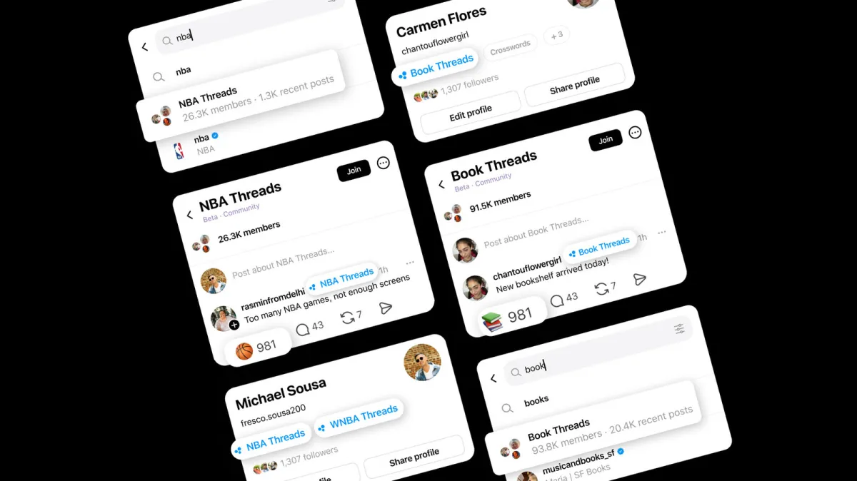 Threads platform shows user growth metrics and community features near five hundred million monthly active user milestone.