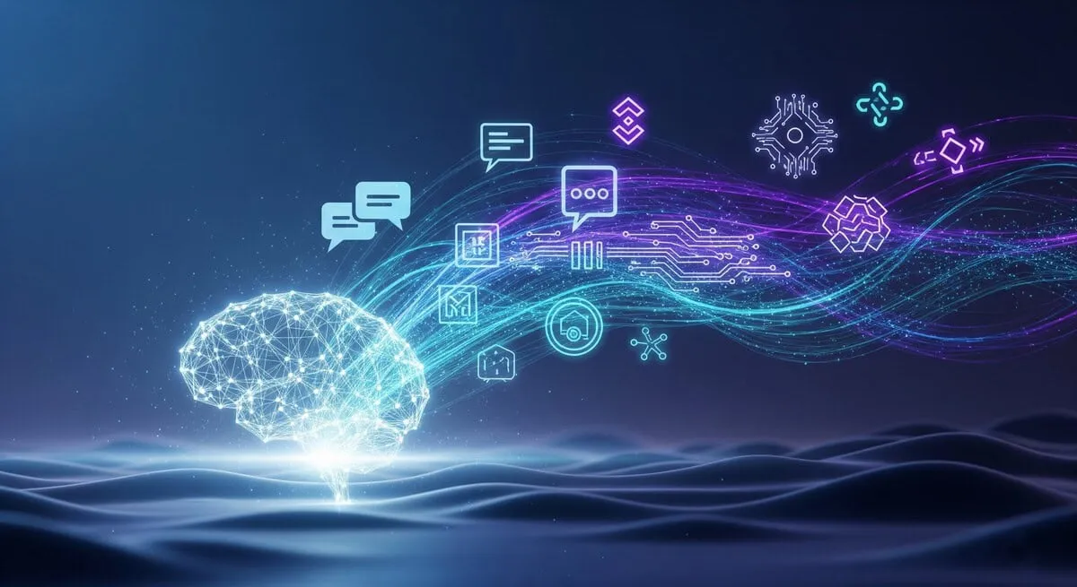 Researchers analyze artificial intelligence data on multiple computer monitors in a technology office
