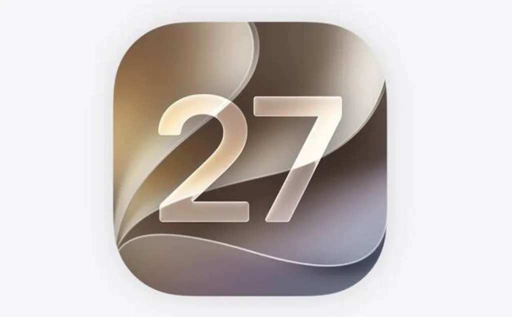 iPhone screen displaying the iOS 27 interface and system performance metrics.