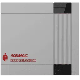The ACEMAGIC Retro X5 mini PC displays a compact retro-styled chassis with clearly visible front panel ports and ventilation.