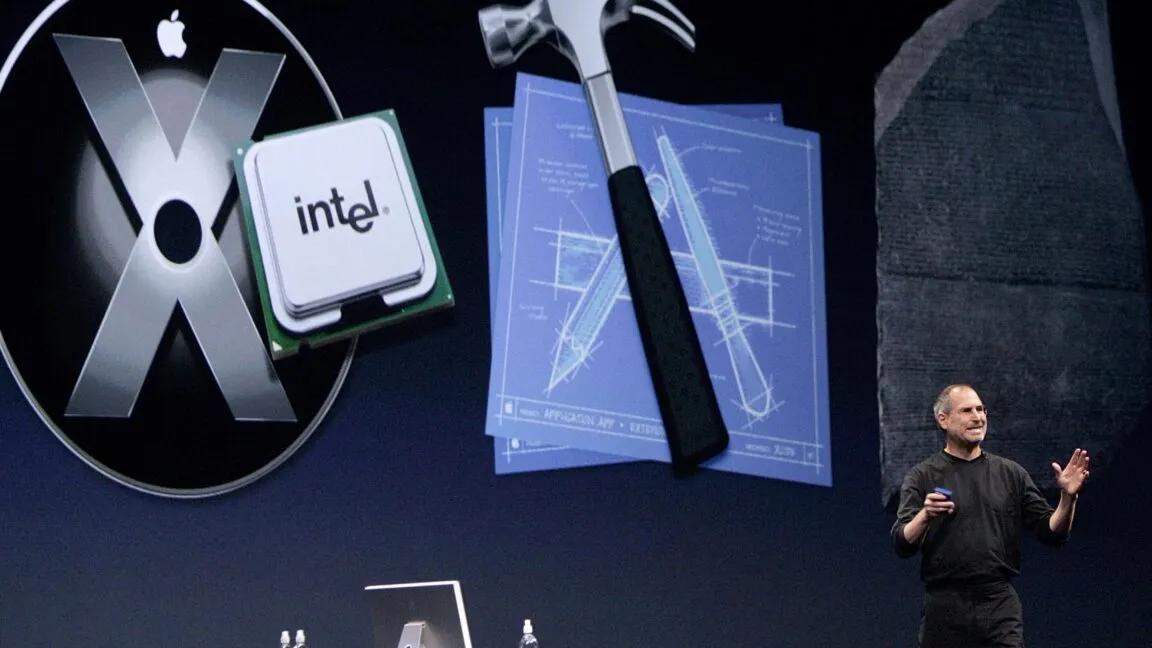 Apple Mac computers transitioned from Intel processors to custom silicon architecture over two decades.
