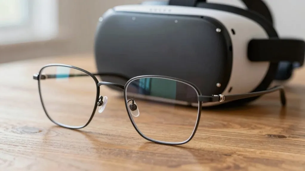 A comparative view of smart glasses and virtual reality headsets highlighting their distinct optical designs.
