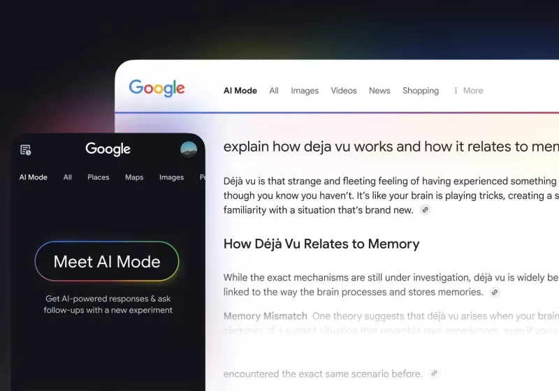This screenshot shows the Google Search interface with the newly tested AI Mode feature in Chrome Canary.