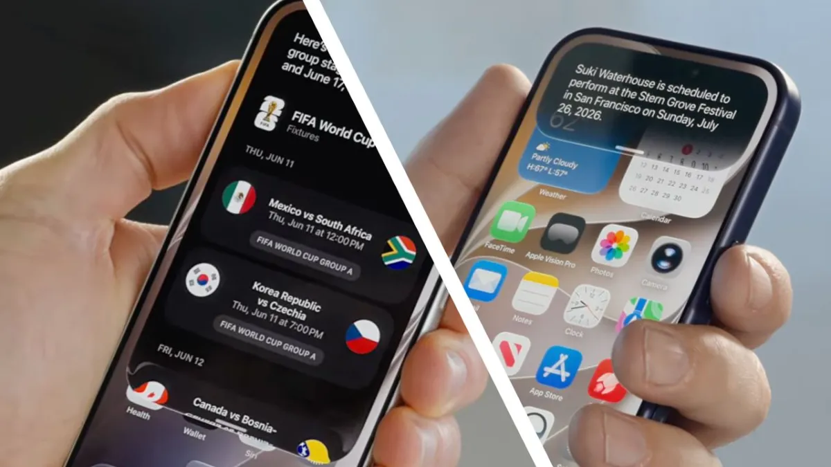 Apple Siri interface displayed alongside European Union flags and regulatory documents