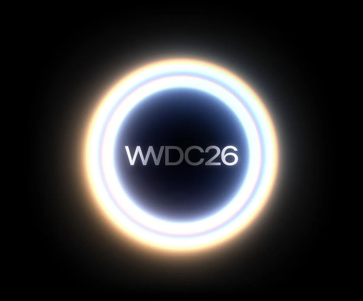 WWDC 2026 keynote presentation highlighting Siri AI updates, third-party model support, and software changes