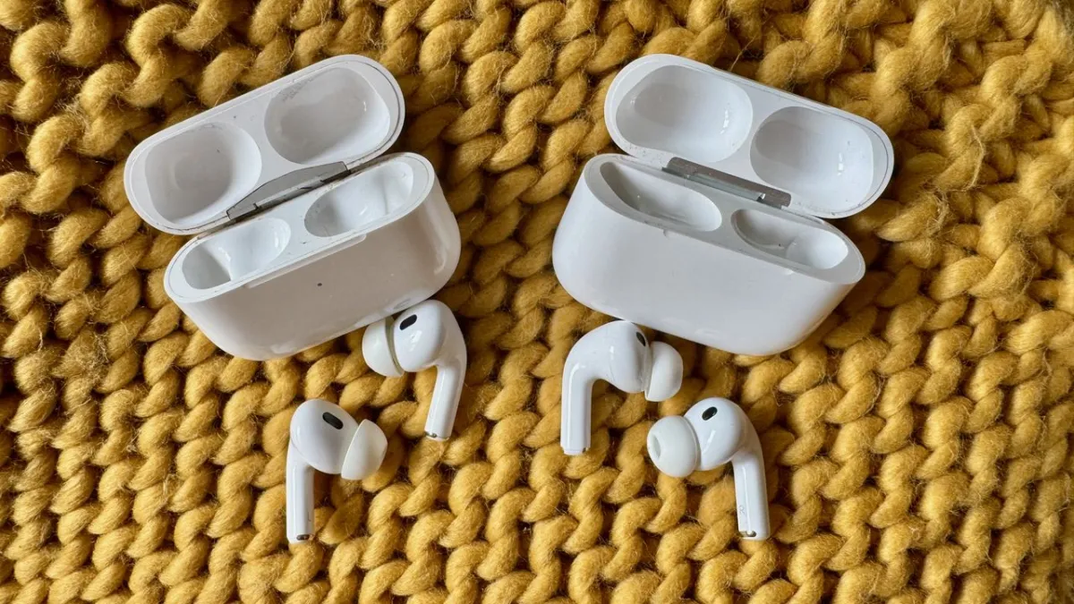The interface displays Apple AirPods custom equalizer settings within the iOS 27 developer beta audio menu.