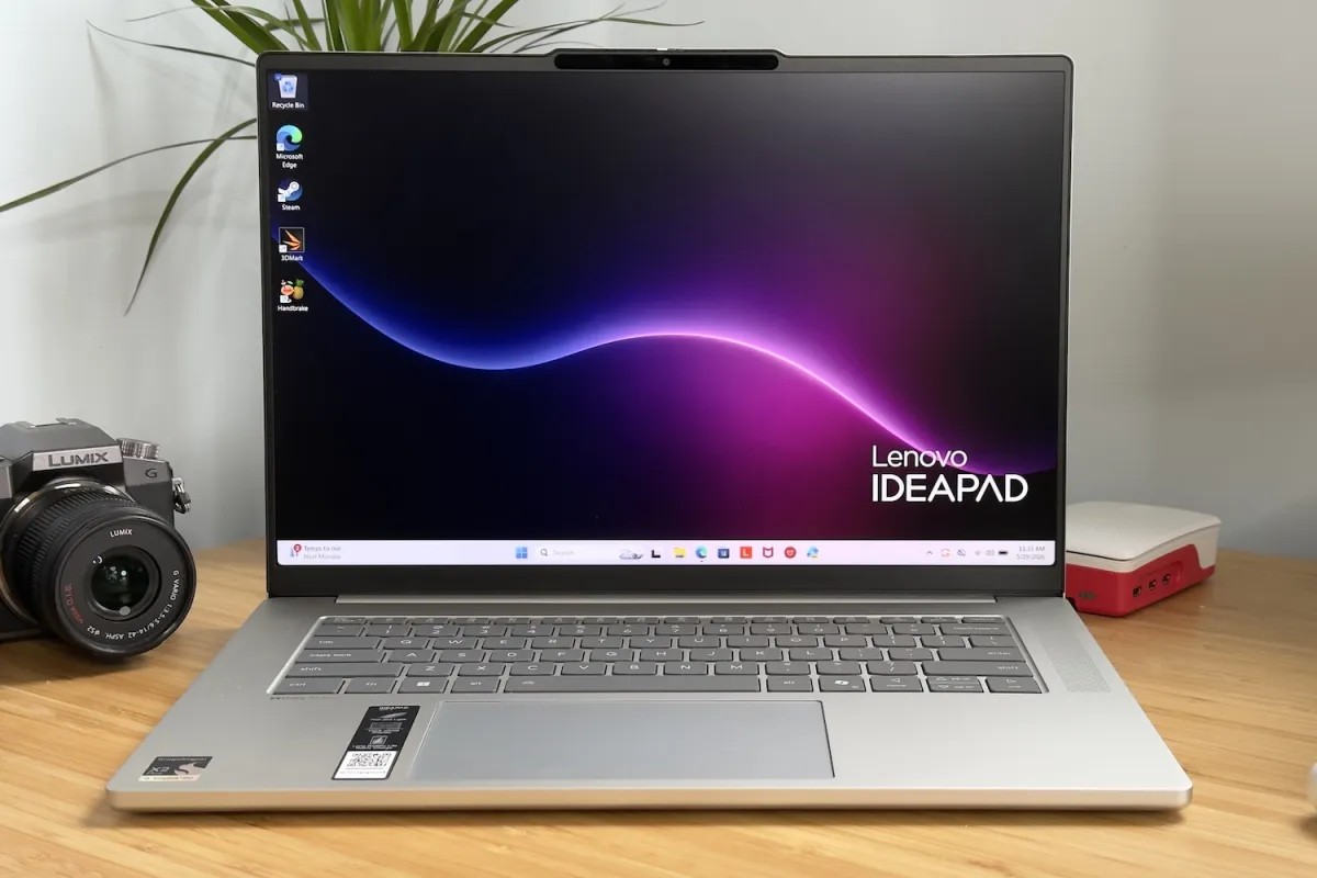 Lenovo IdeaPad Slim 5x laptop with a silver aluminum chassis